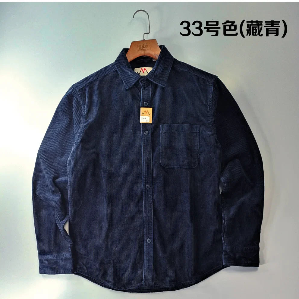 Classic Casual Corduroy Shirt for Men - Cotton Long Sleeve