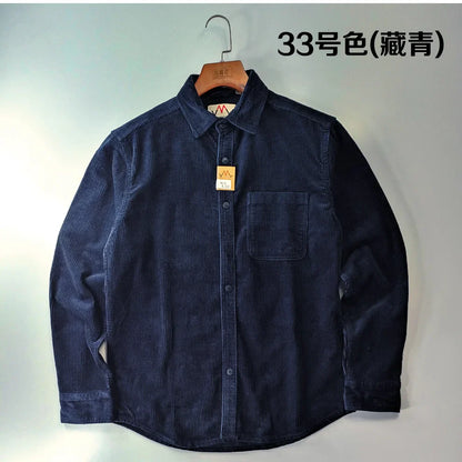 Classic Casual Corduroy Shirt for Men - Cotton Long Sleeve