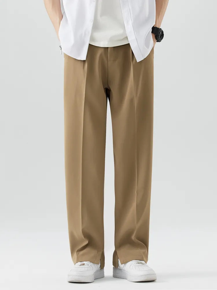 Men's Comfortable Straight Leg Cotton Trousers - BritishElegance