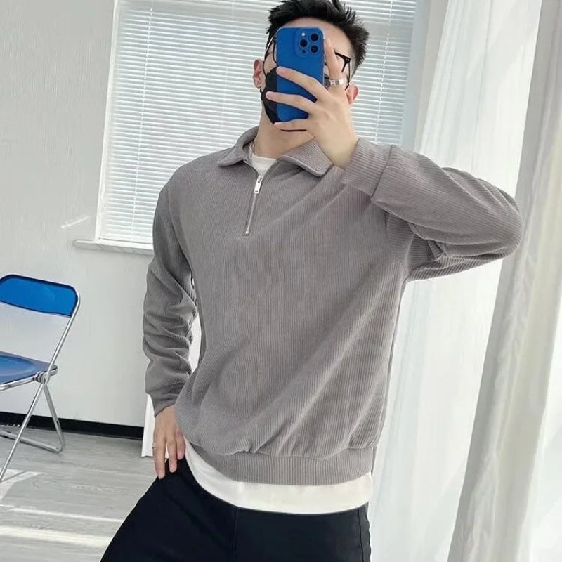 Relaxed Fit Men's Quarter Zip Sweater