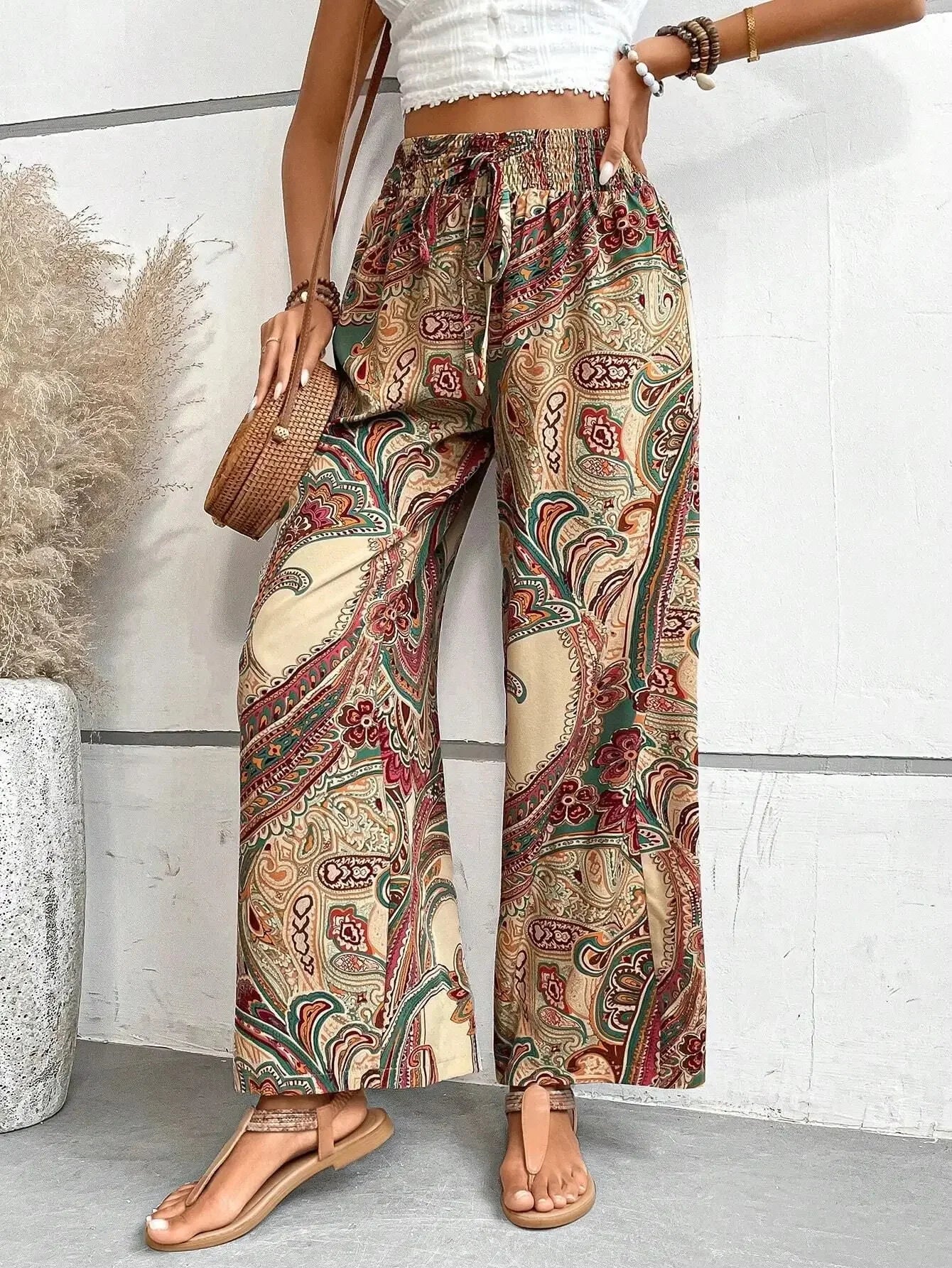 Comfortable Loose Fit Stretchy Printed Women's Pants