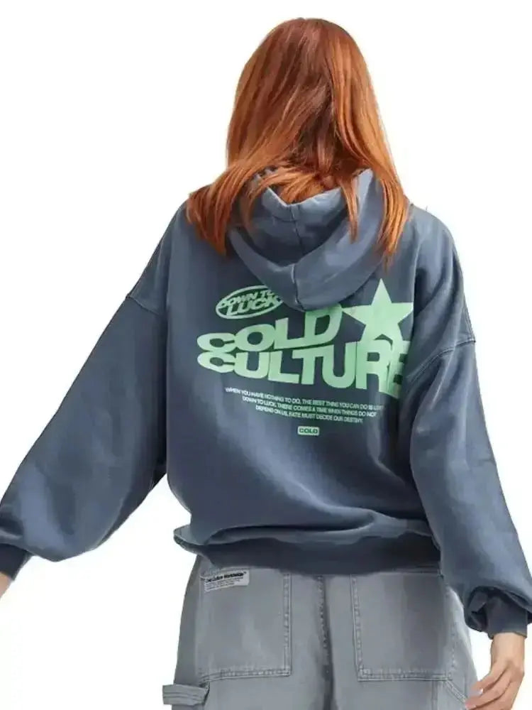 Trendy Large Graphic Hooded Sweatshirt - BritishElegance