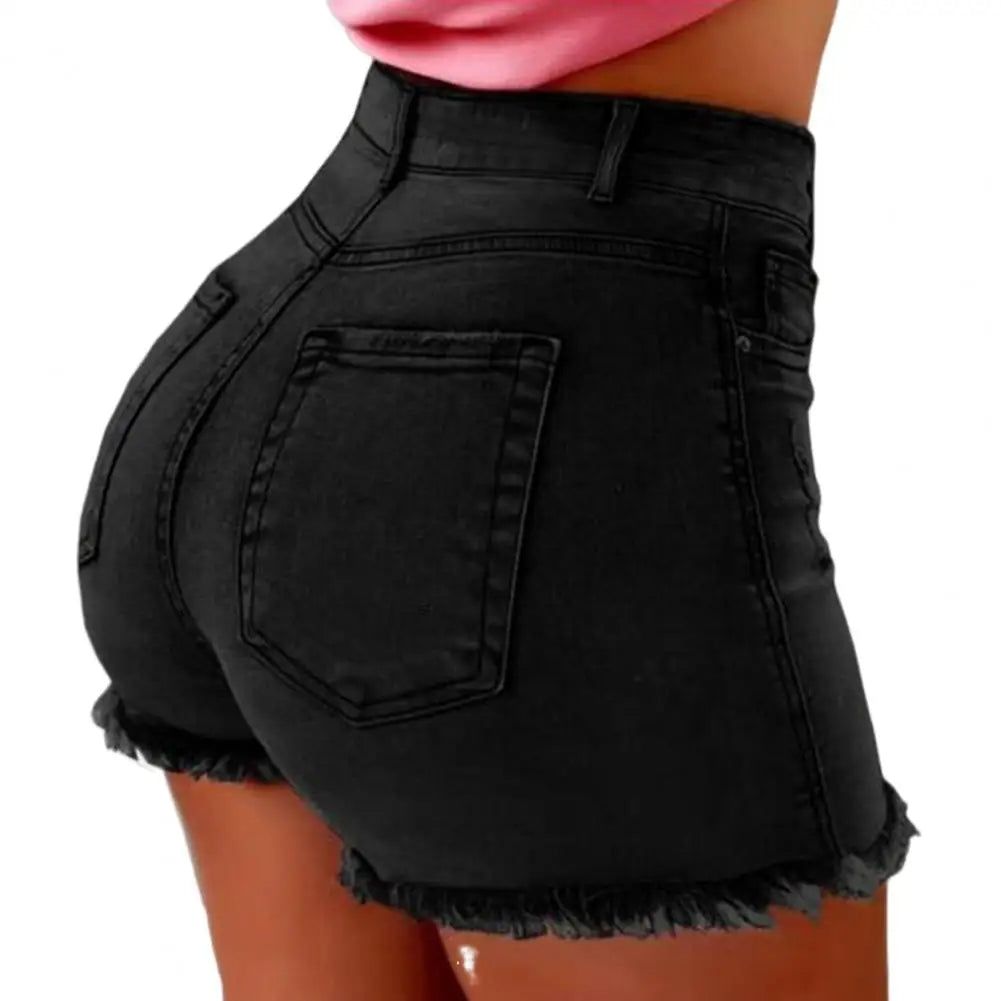 Distressed High Waist Jean Shorts for Women