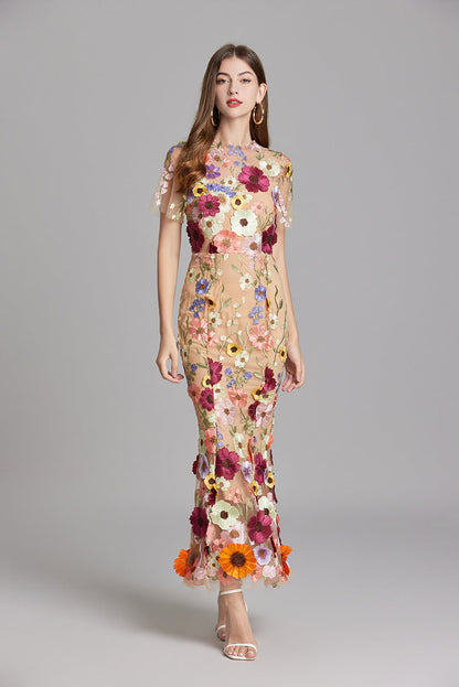 Marivelle – Elegant Embroidered Sheer Maxi Dress