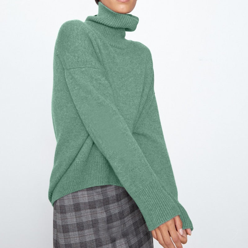 Cozy Oversized Winter Knit Turtleneck Sweater