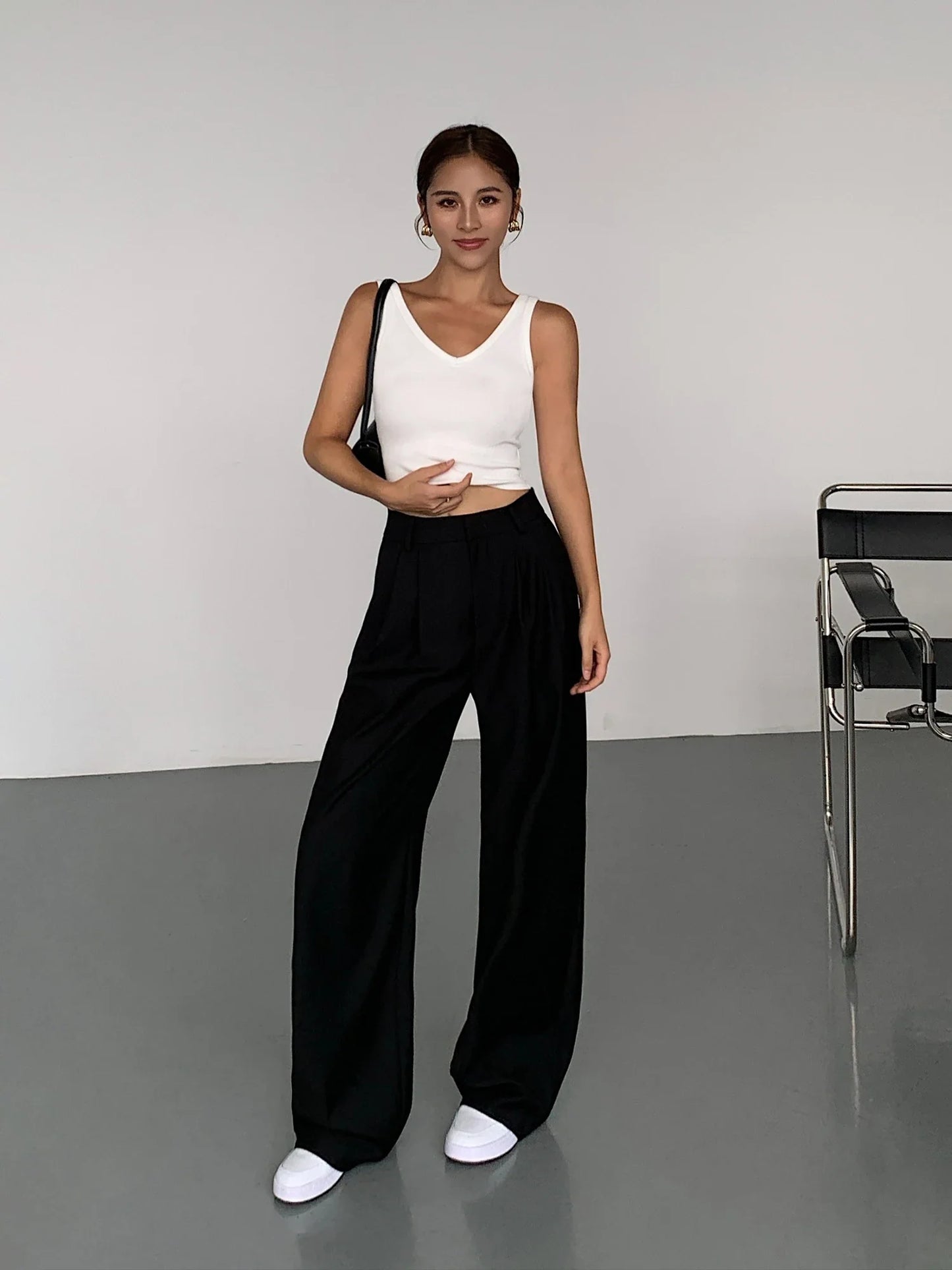 Colorful High Waist Wide Leg Suit Trousers