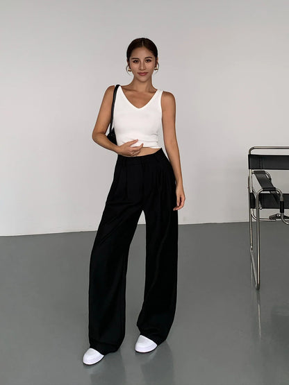 Colorful High Waist Wide Leg Suit Trousers