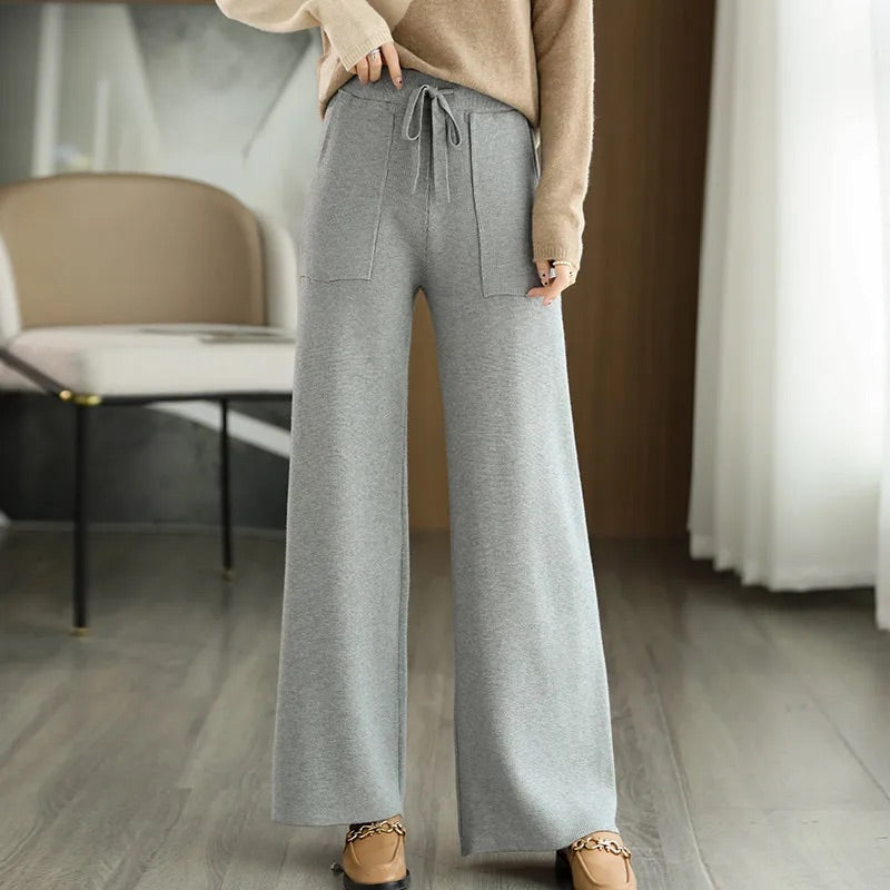 Isla Wide Leg Pants | Drawstring Waist Patch Pockets Pants