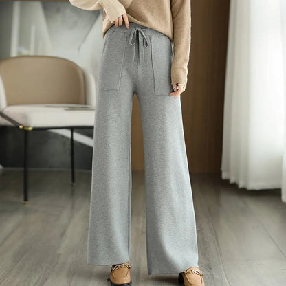 Isla Wide Leg Pants | Drawstring Waist Patch Pockets Pants