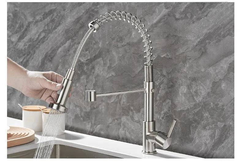 Modern 2 Handle Kitchen Faucet In Black And Gold