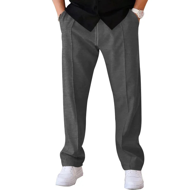 Comfortable Fit Straight Leg Pants with Elastic Waist