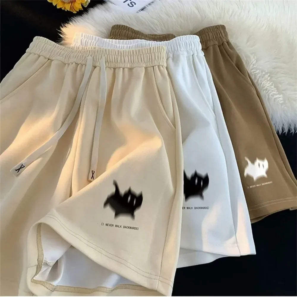 Retro High Waist Cute Cat Print Shorts - BritishElegance
