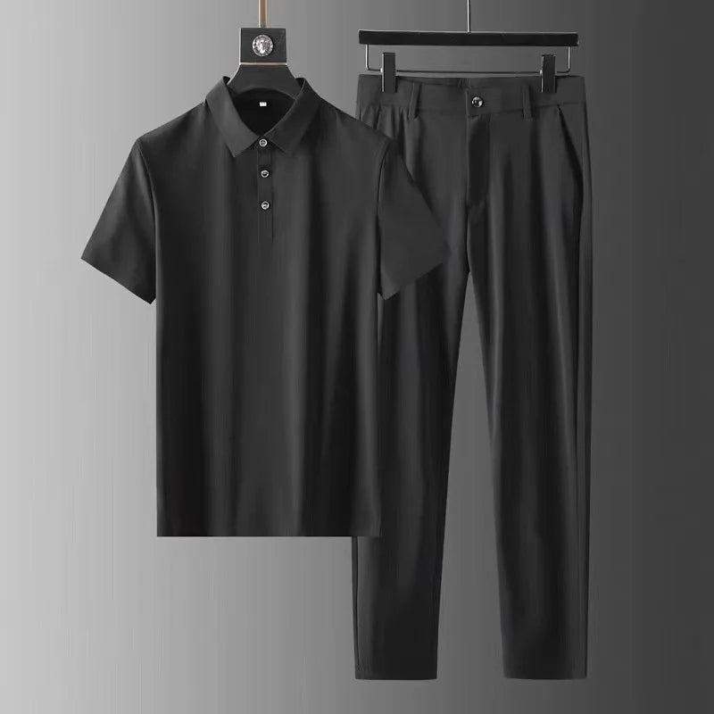 Slim Fit Men's Polo Shirt and Trousers 2-Piece Suit