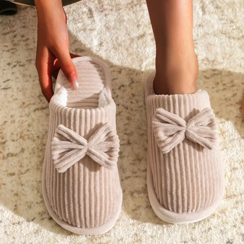 Cozy Slippers with Bow Detail