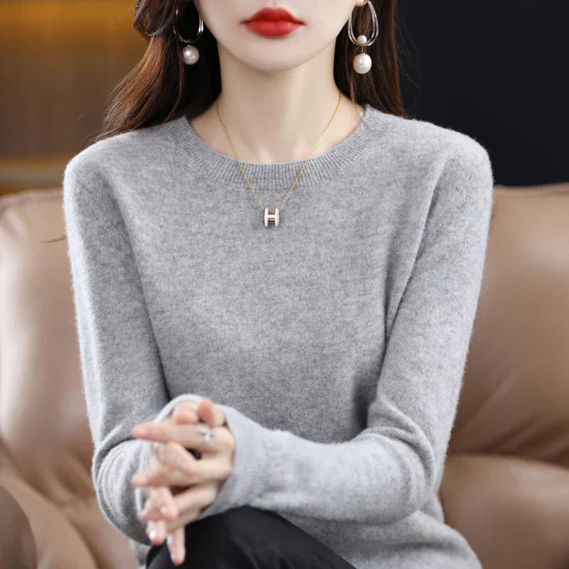 Soft Women's Merino Wool Crew Neck Sweater - BritishElegance