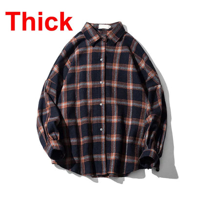 Large Plaid Flannel Shirt Men - Warm Long Sleeve Casual Shirt
