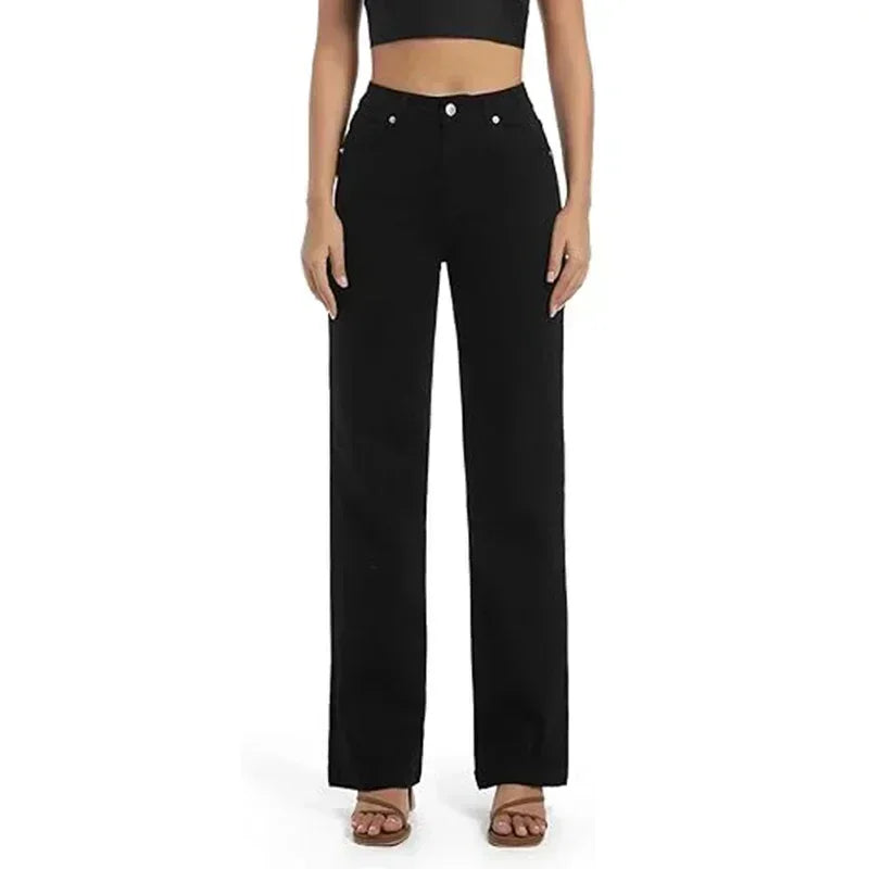 Comfortable Fit White Stretchy Straight Jeans