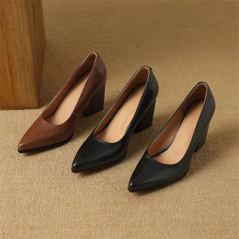 Nora Genuine Leather Heels