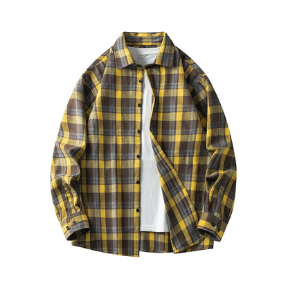 Comfortable Plaid Cotton Shirt - Cozy Long Sleeve Casual Wear