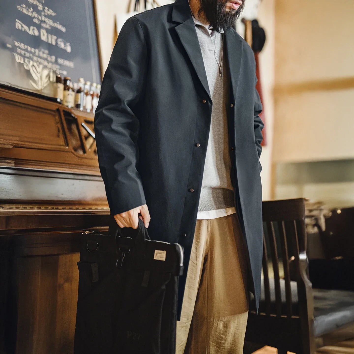 Classic Waterproof Long Men's Trench Coat