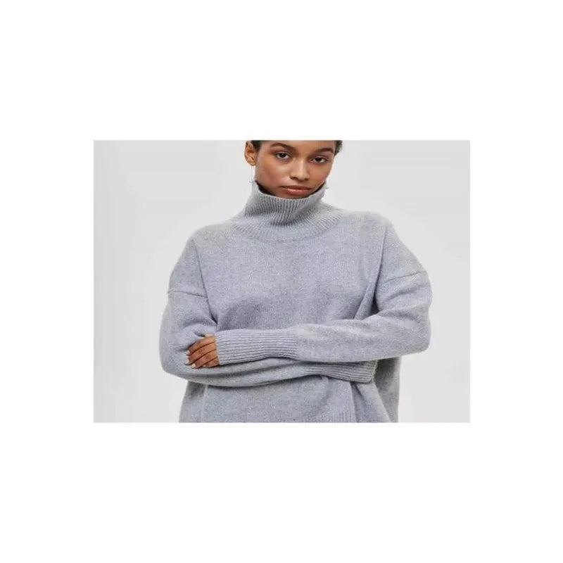 Warm Oversized Crew Neck Knit Sweater - BritishElegance
