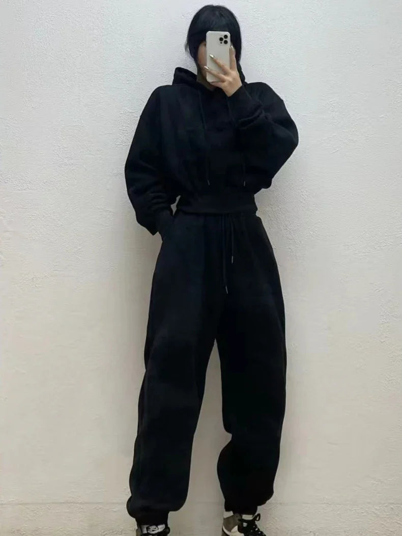 Warm Fleece Hoodie and Pant Set for Women