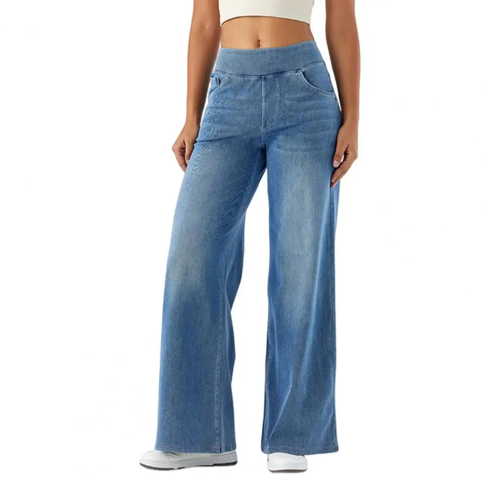 Comfortable High-Waist Straight Leg Women's Jeans