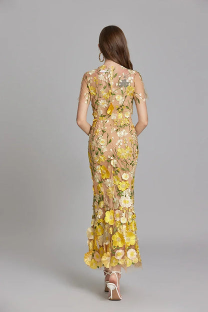 Marivelle – Elegant Embroidered Sheer Maxi Dress