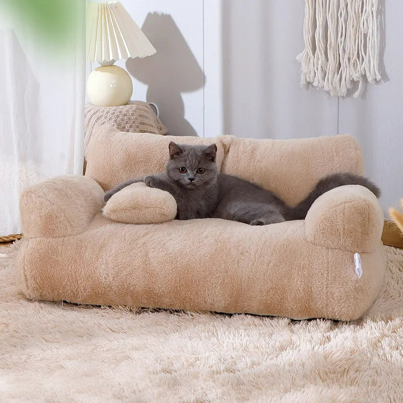 Cozy Pet Bed with Elevated Edge for Cats and Dogs - BritishElegance