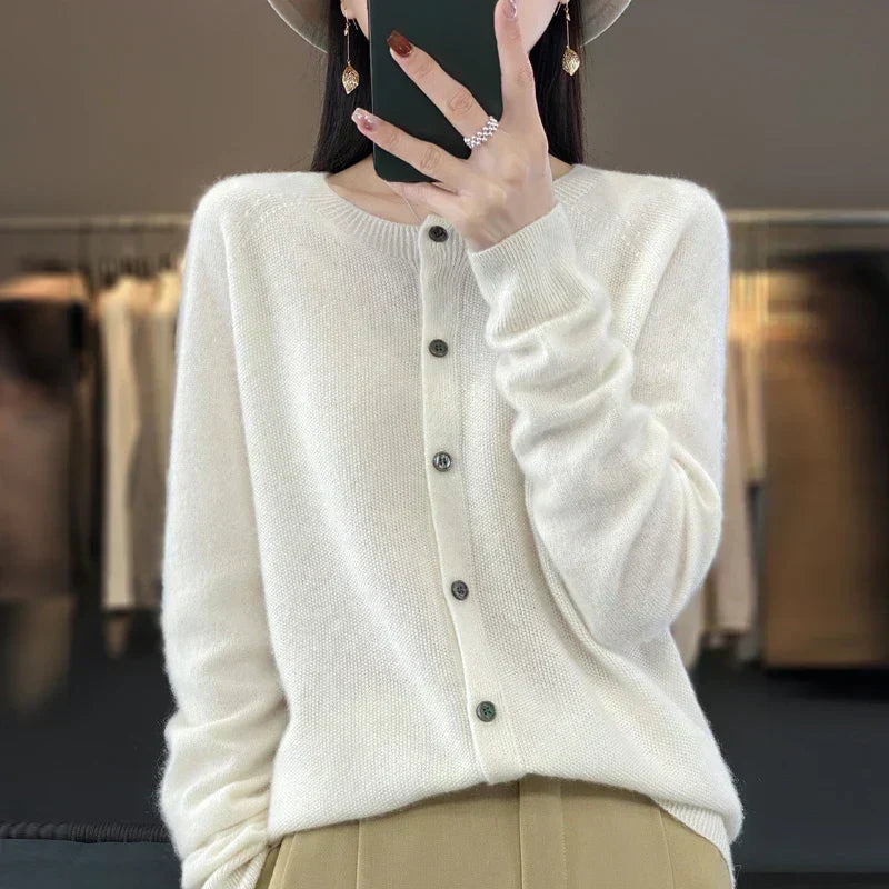 Soft Women's Open Front Wool Cardigan Sweater