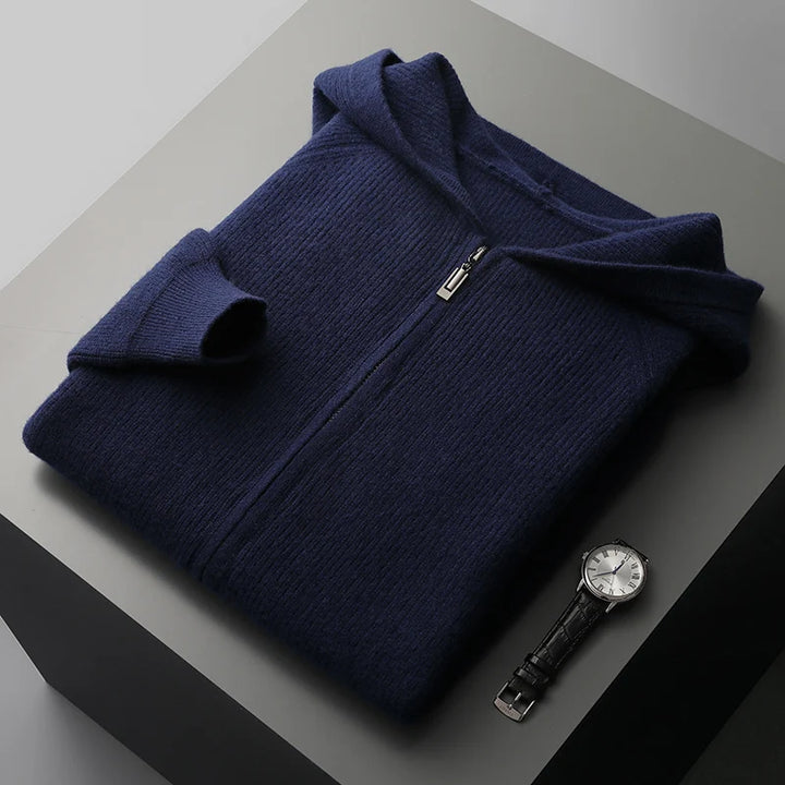 Fabian | Men’s Cashmere Zipper Vest with Hood – Luxury Knit Hoodie