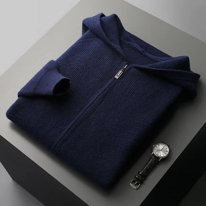 Fabian | Men’s Cashmere Zipper Vest with Hood – Luxury Knit Hoodie