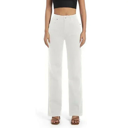 Comfortable Fit White Stretchy Straight Jeans