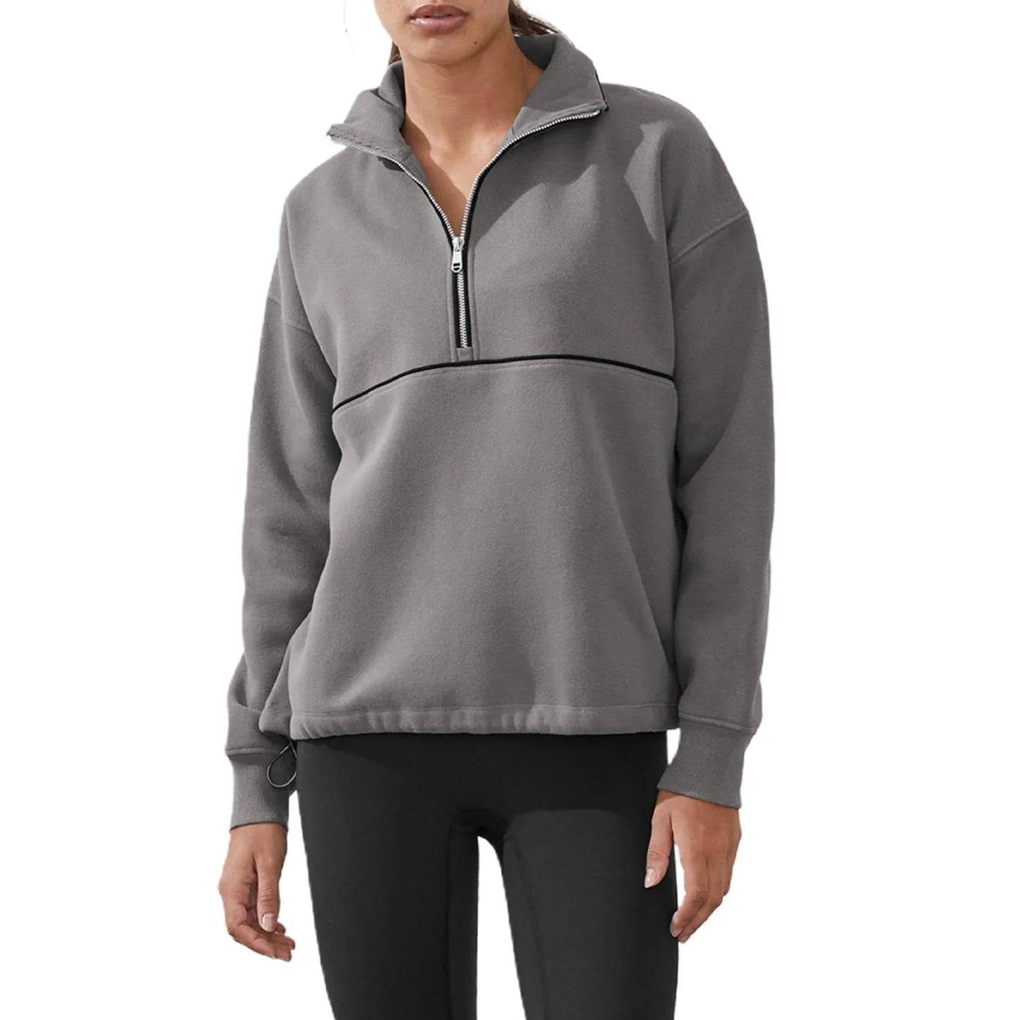 Casual Oversized Half Zip Sweatshirt – Comfortable Long Sleeve