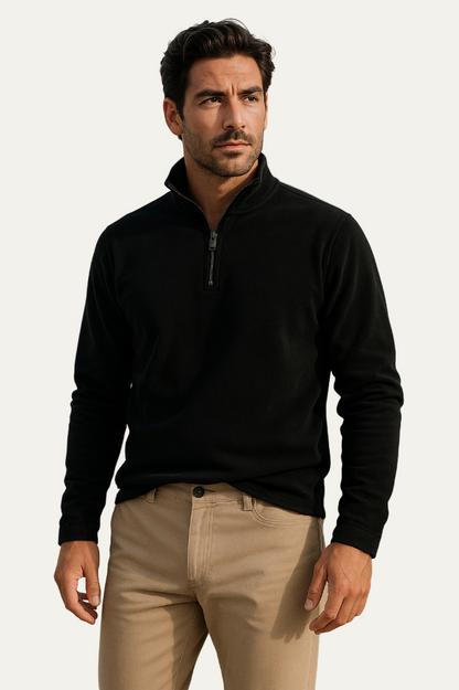 Men’s Textured Quarter Zip Stand Collar Pullover