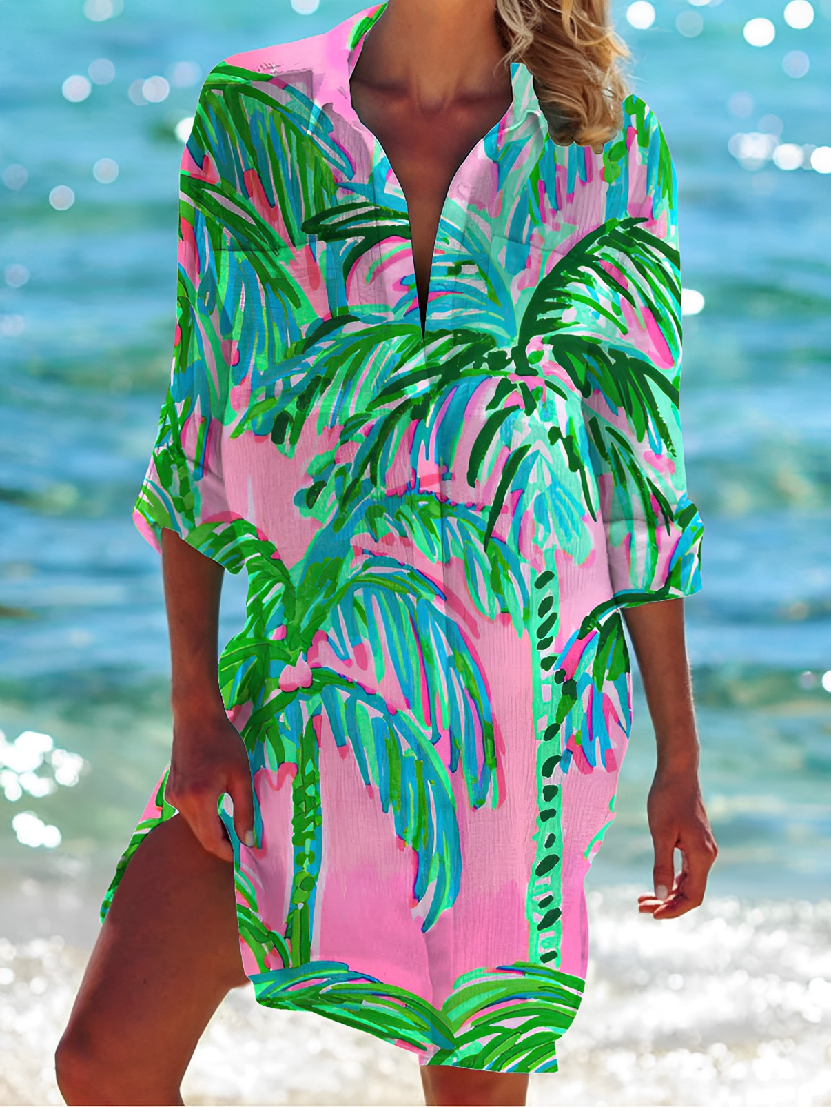 Women's Classic Stylish Button-Down Shirt with Floral Patterns