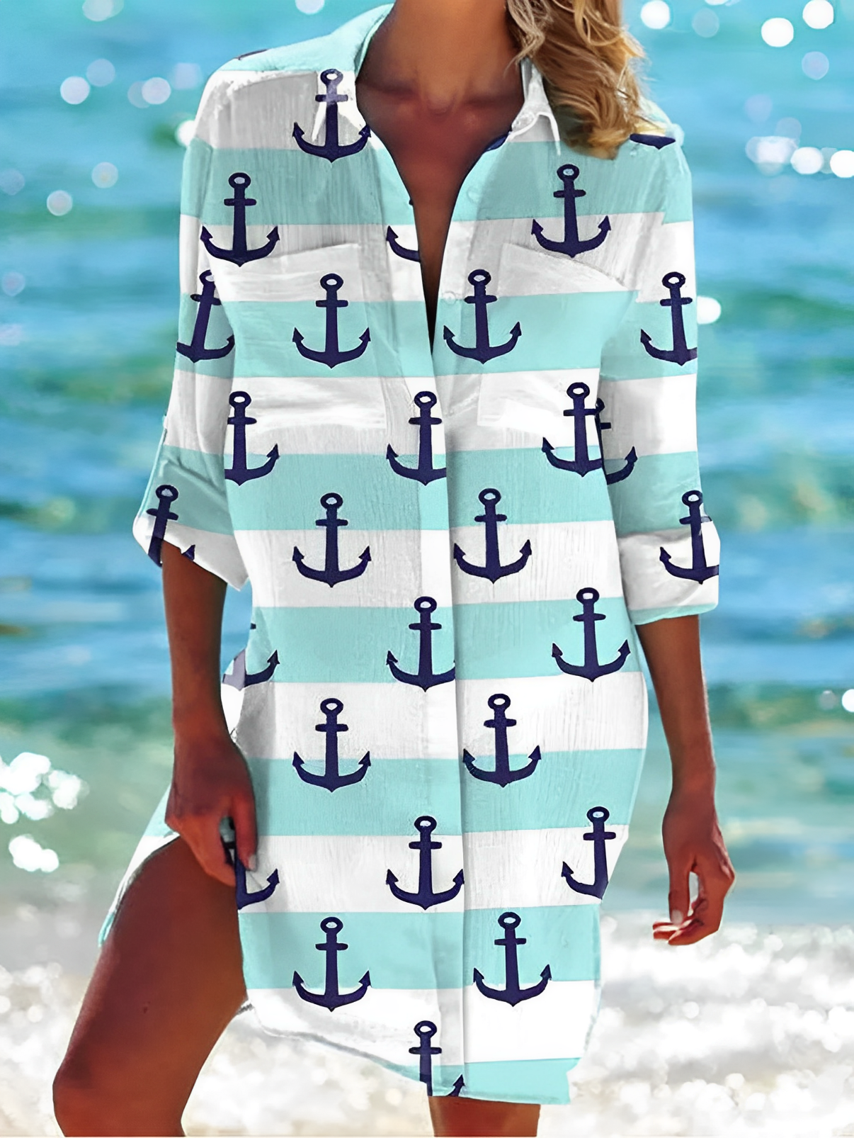 Women's Classic Stylish Button-Down Shirt with Floral Patterns