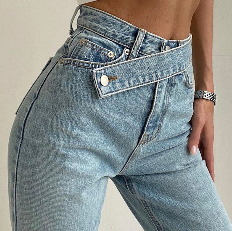 Women's Comfortable High Waist Relaxed Fit Jeans - BritishElegance