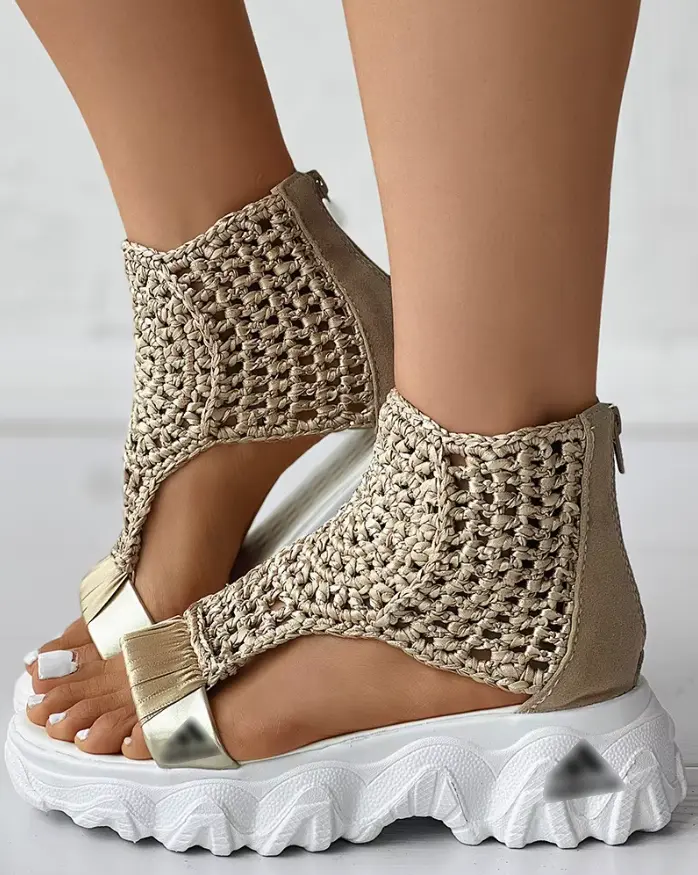 Knit Wedge Sandals