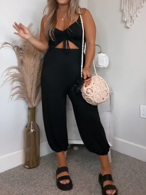 Summer Women's Relaxed V-Neck Jumpsuit - BritishElegance