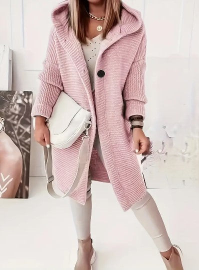 Cozy Women's Large Hooded Sweater Cardigan