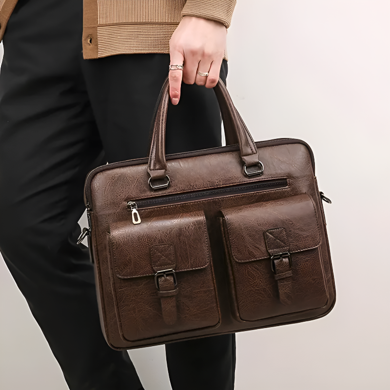 Theodore Structured Messenger Bag | Top Handle Detachable Strap Messenger Bag