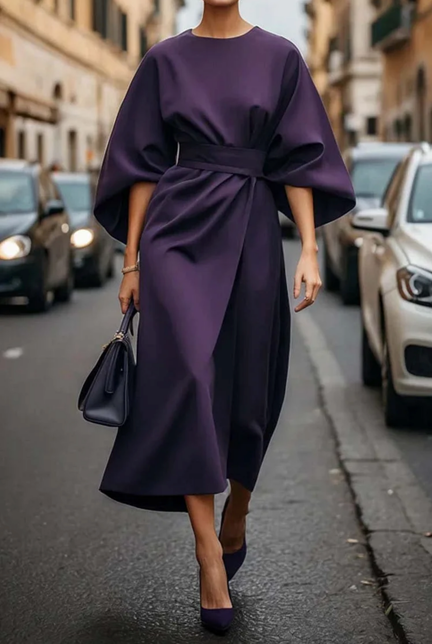 Beautiful Floral Dress with Bell Sleeves and Sash