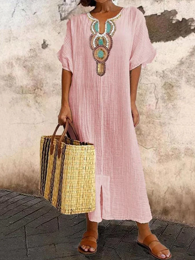 Breathable Summer Maxi Dress with Boho Style