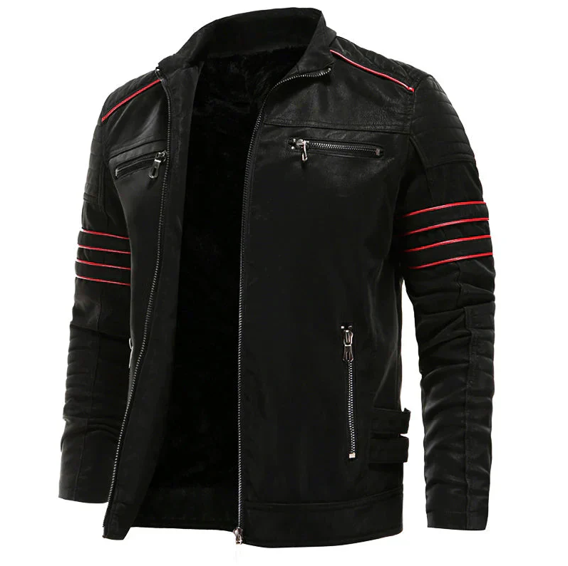 Stylish and durable men's leather motorcycle jacket