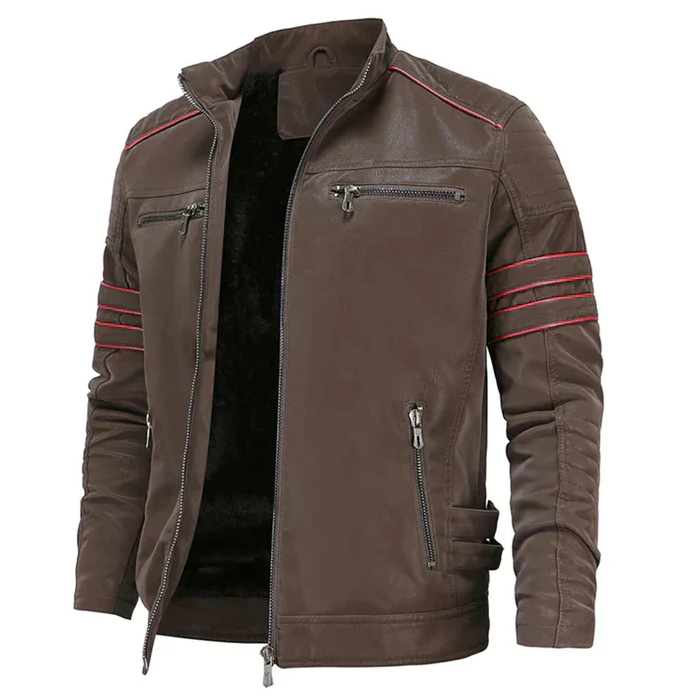 Stylish and durable men's leather motorcycle jacket