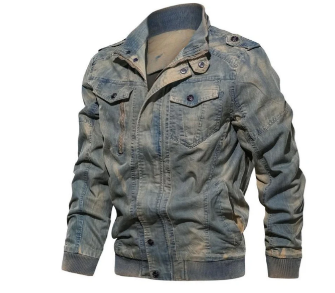 Men's Stand-Collar Denim Jacket by Hendrick