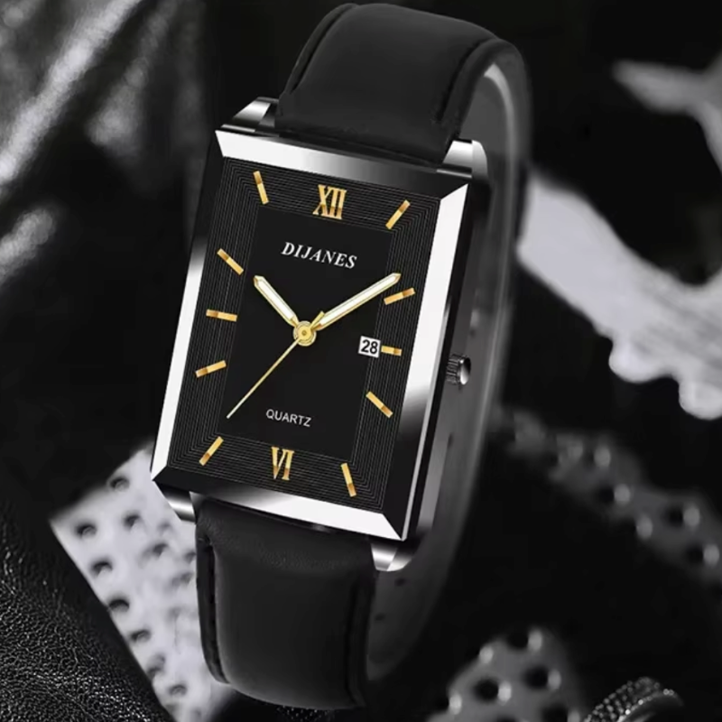 Arthur Wristwatch | Rectangular Case Date Window Wristwatch