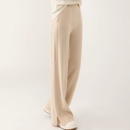 Anna Relaxed Wide-Leg Pants | Solid Full-Length Knit Pants