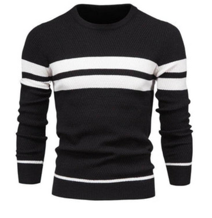 Comfy Winter Striped Crew Neck Sweater